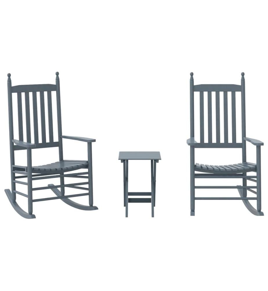 Chaises à bascule lot de 2 table pliable gris massif peuplier
