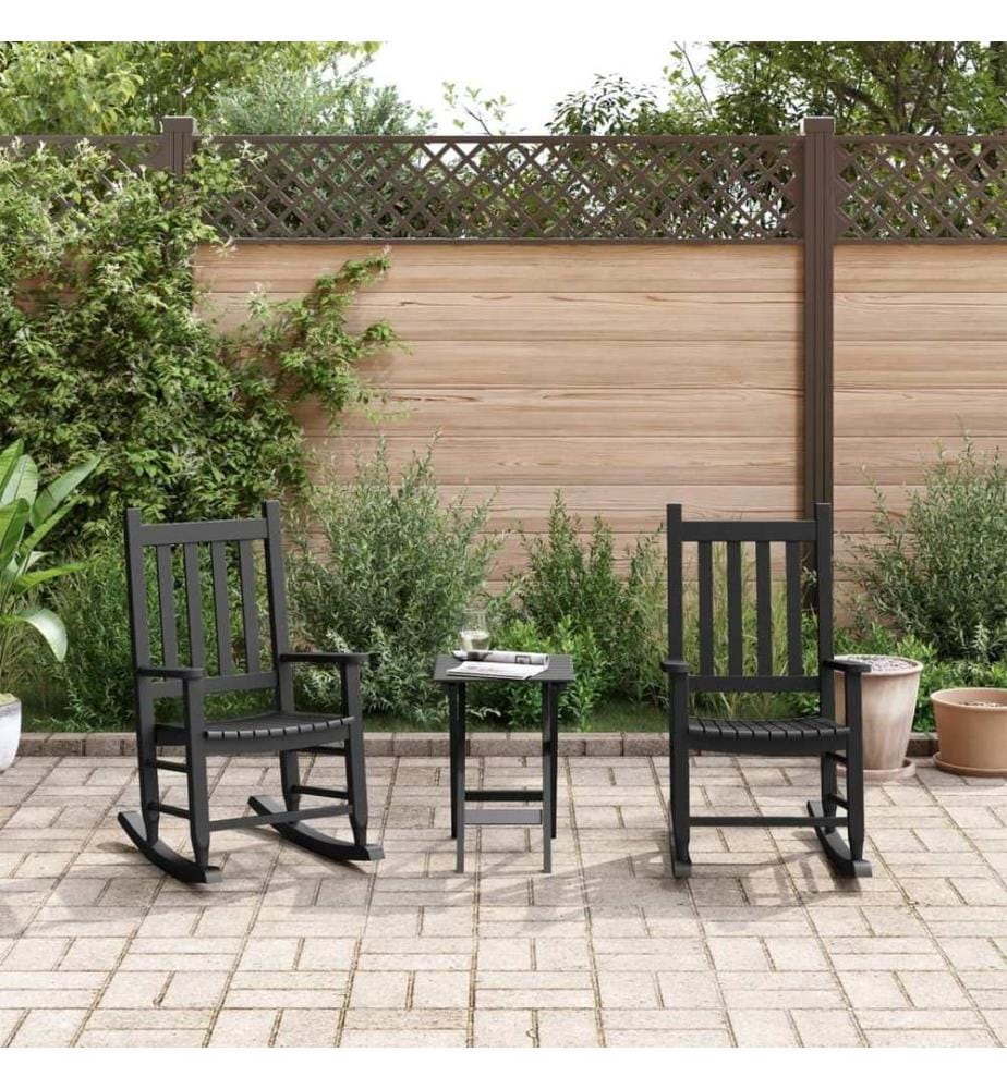 Chaises à bascule enfants lot de 2 noir bois de peuplier massif