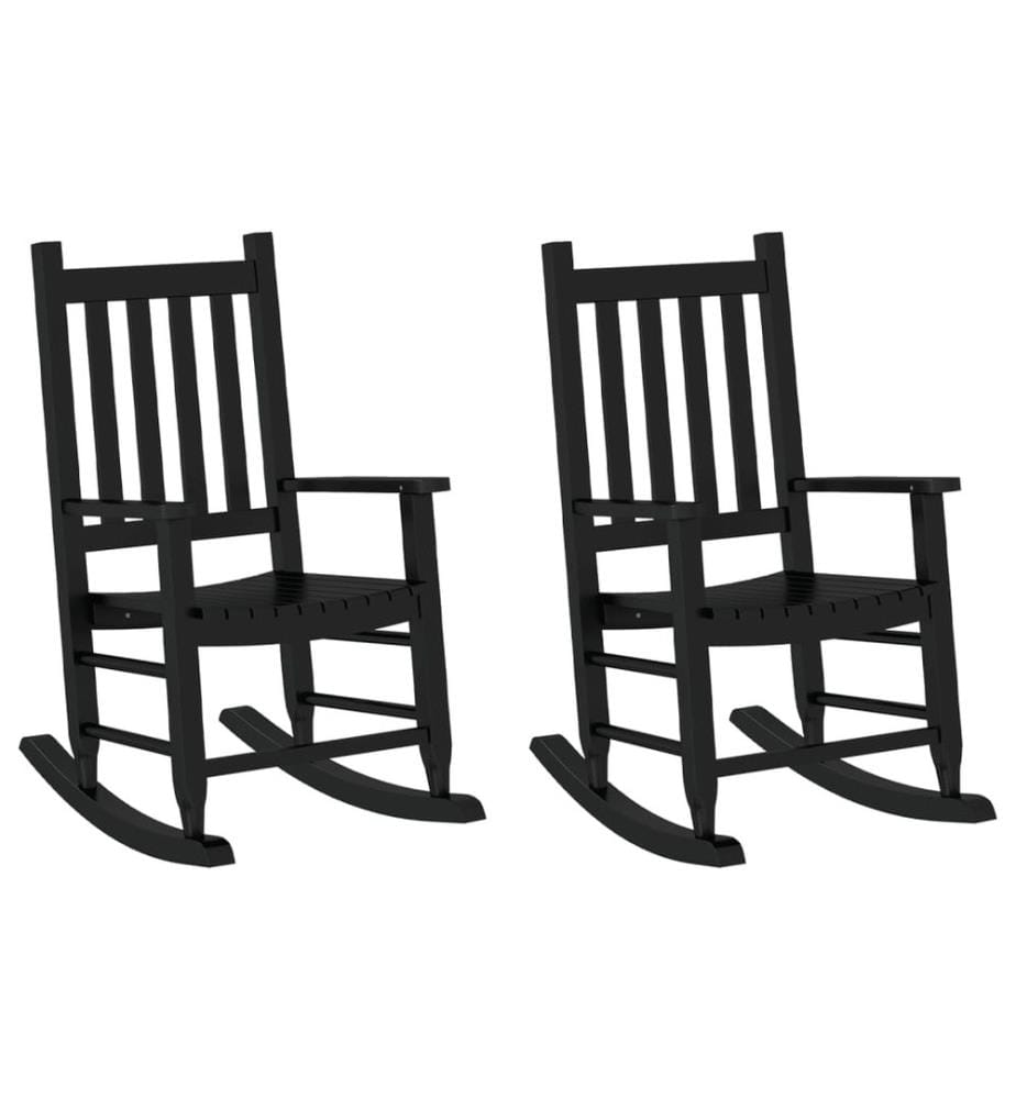 Chaises à bascule enfants lot de 2 noir bois de peuplier massif