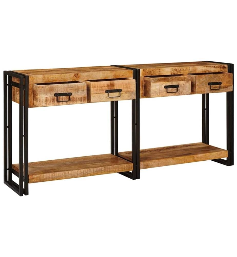 Tables console avec tiroir 2 pcs Marron Bois de mangue massif