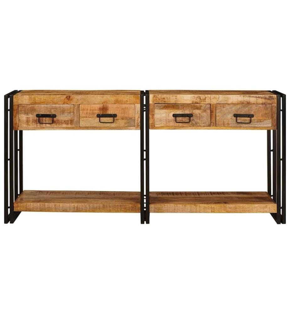 Tables console avec tiroir 2 pcs Marron Bois de mangue massif
