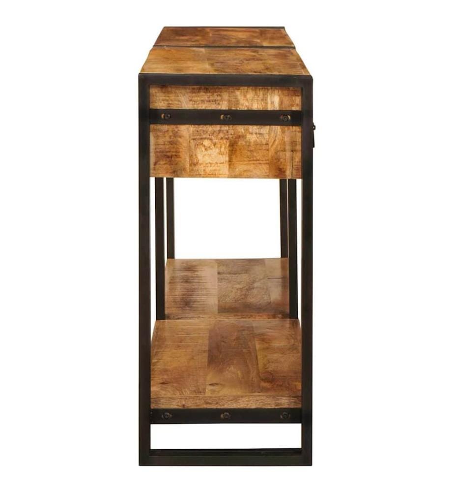 Tables console avec tiroir 2 pcs Marron Bois de mangue massif
