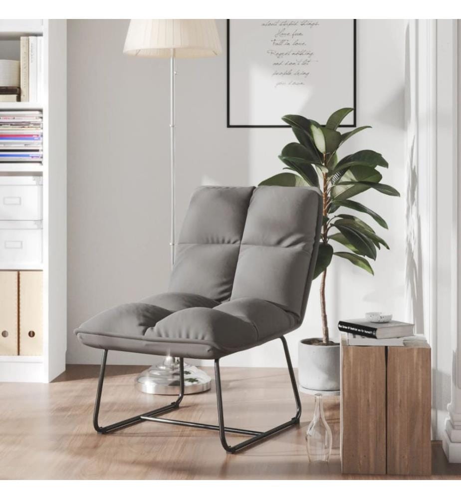Relaxstuhl mit Metallgestell Hellgrau Samt