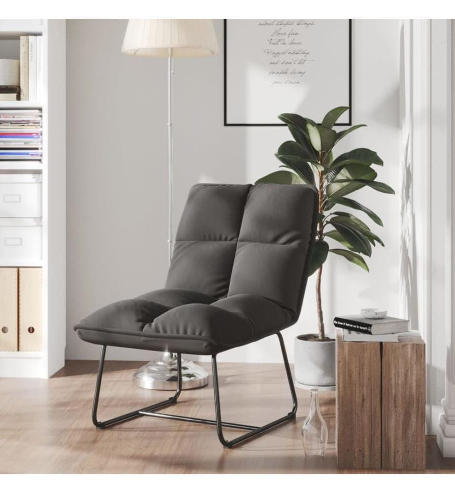 Relaxstuhl mit Metallgestell Dunkelgrau Samt