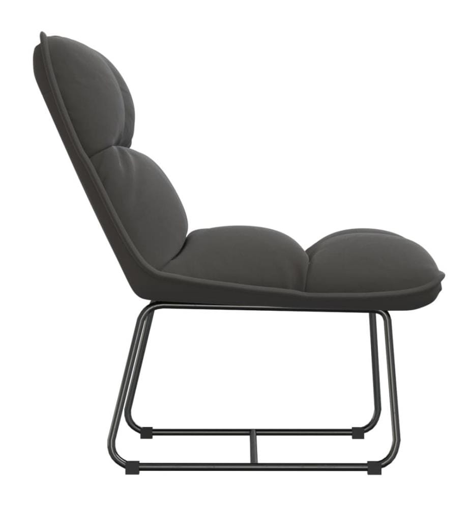 Relaxstuhl mit Metallgestell Dunkelgrau Samt