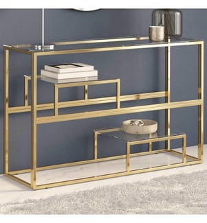 Konsolentisch Golden Edelstahl und Hartglas