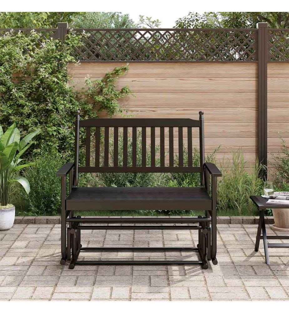 Banc balancelle noir 118x70x104,5 cm bois massif de peuplier
