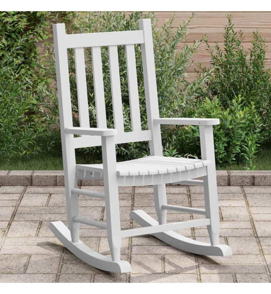 Chaise à bascule enfants blanc bois de peuplier massif