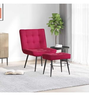 Chaise de relaxation avec tabouret Bordeaux Velours