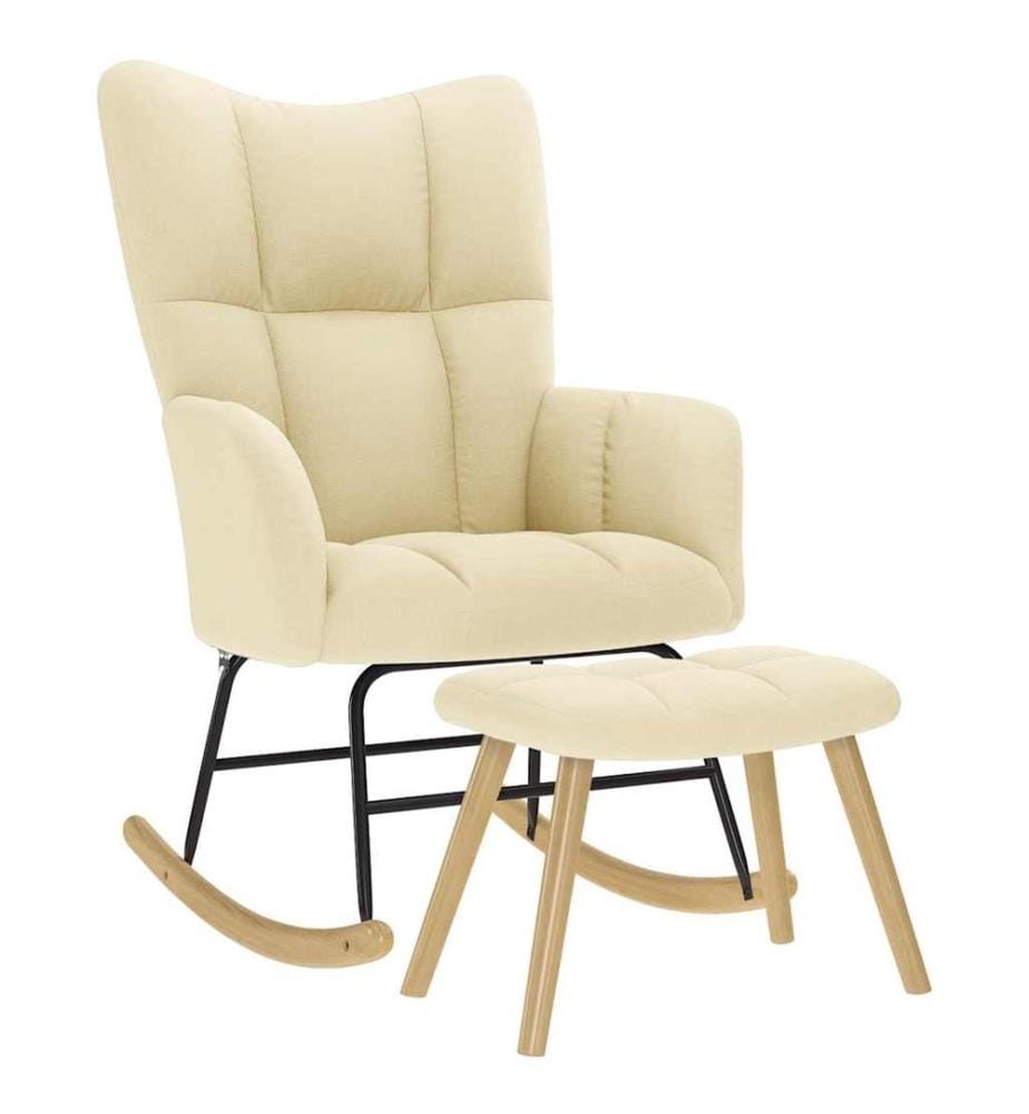 Chaise à bascule avec repose-pied Crème Tissu