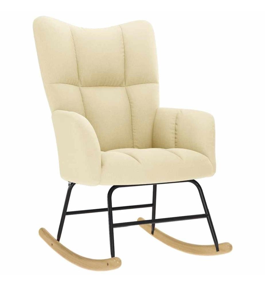 Chaise à bascule avec repose-pied Crème Tissu