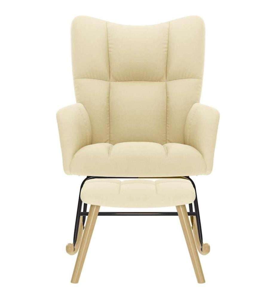 Chaise à bascule avec repose-pied Crème Tissu