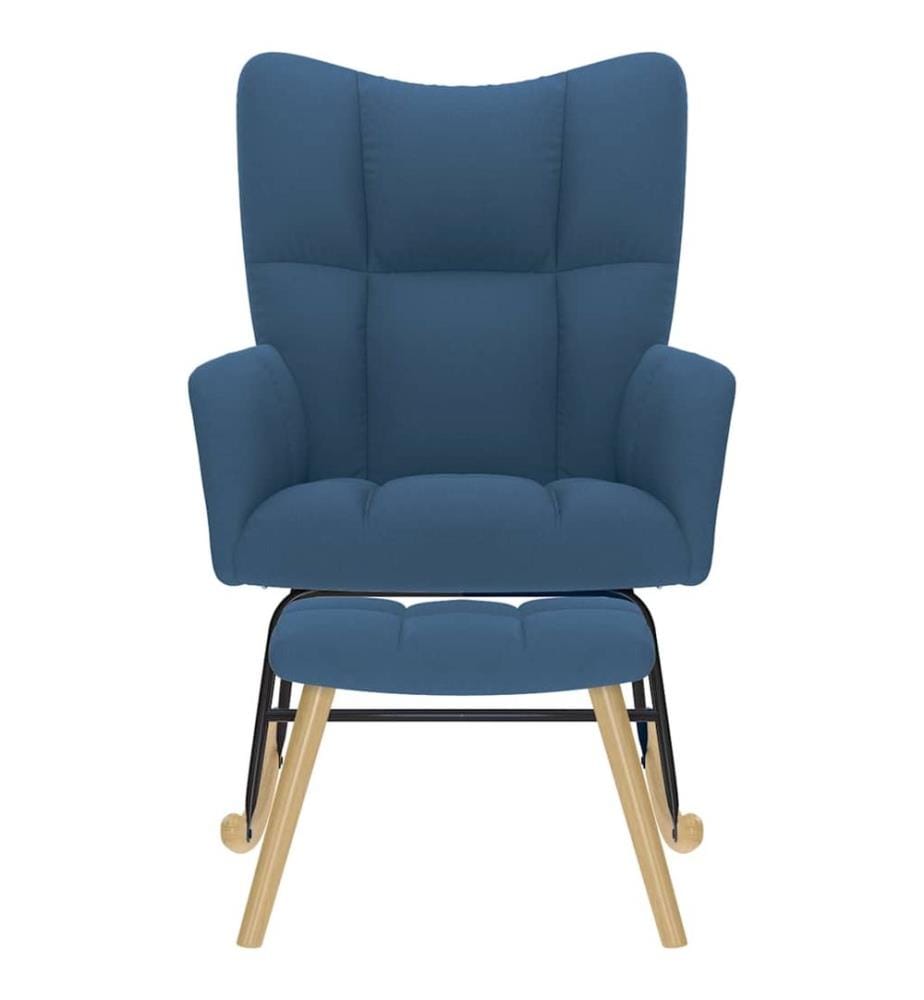 Chaise à bascule avec repose-pied Bleu Tissu