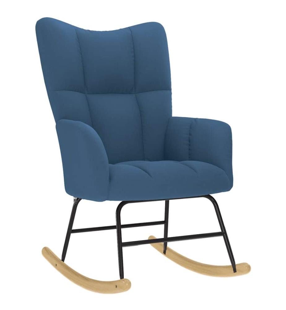 Chaise à bascule avec repose-pied Bleu Tissu