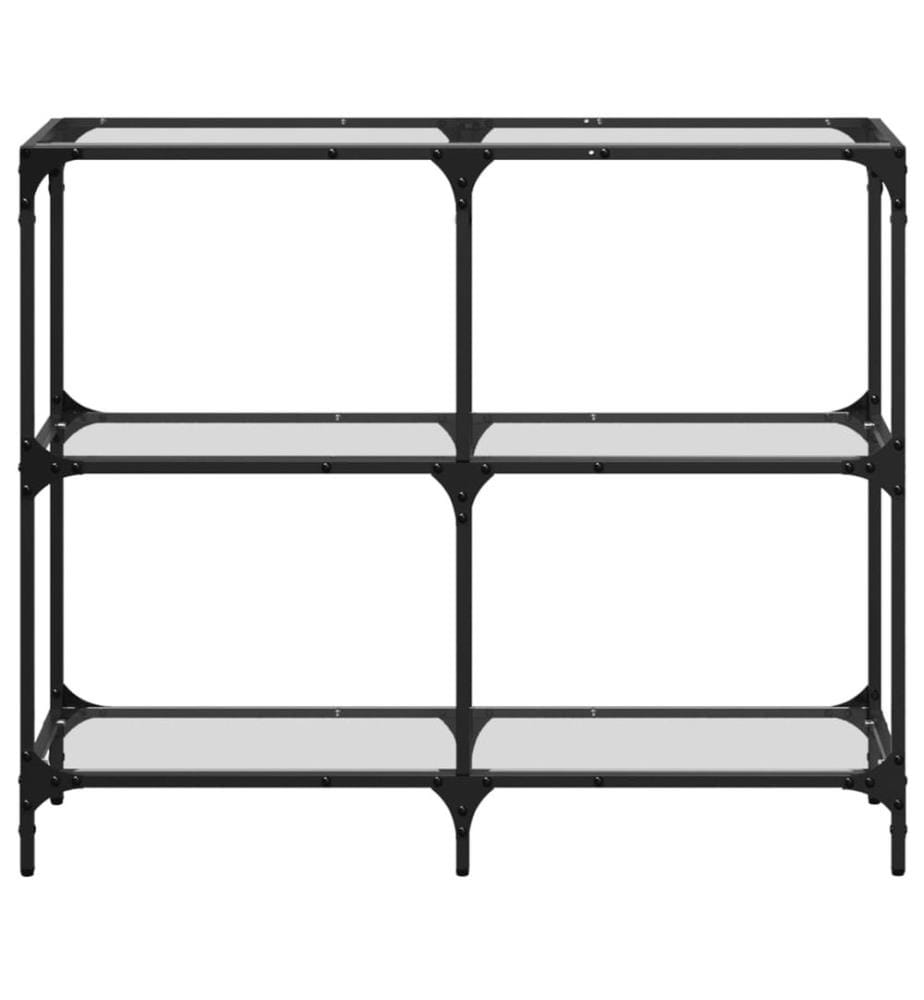 Table console avec dessus en verre transparent 98x30x81cm acier