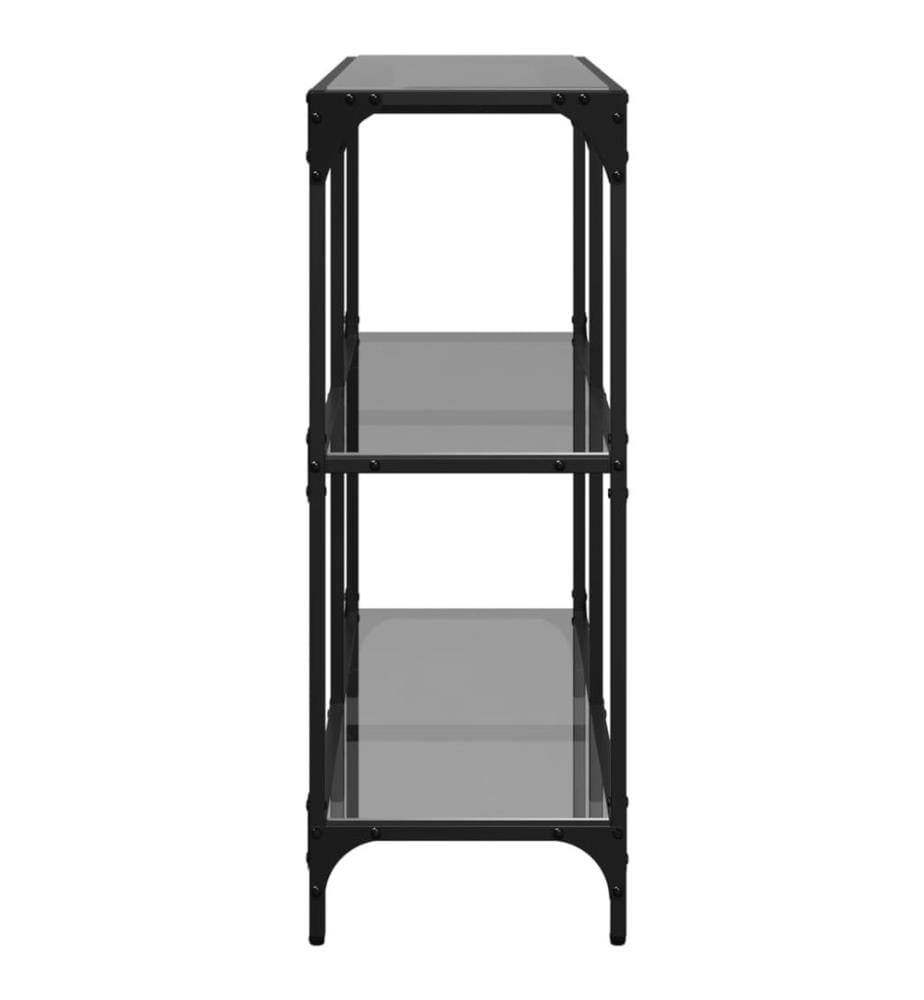 Table console avec dessus en verre noir 98x30x81 cm acier