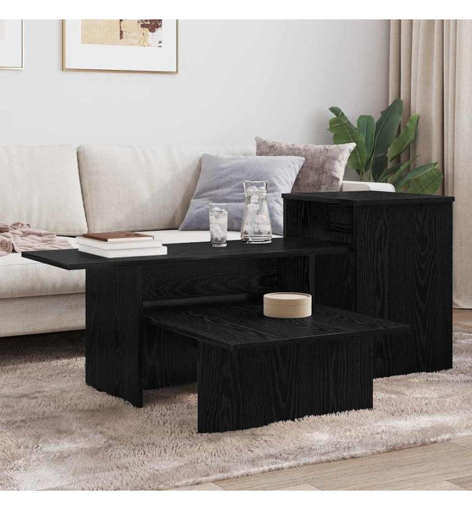 Konsolentisch Schwarz Eichen-Optik 91,5 x 35 x 38,5 cm