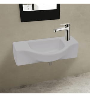 Vasque à trou pour robinet céramique Blanc pour salle de bain
