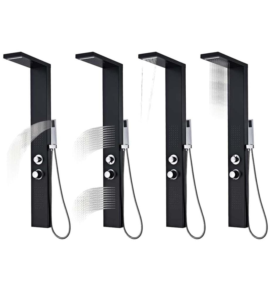 Système de panneau de douche Aluminium Mat Noir