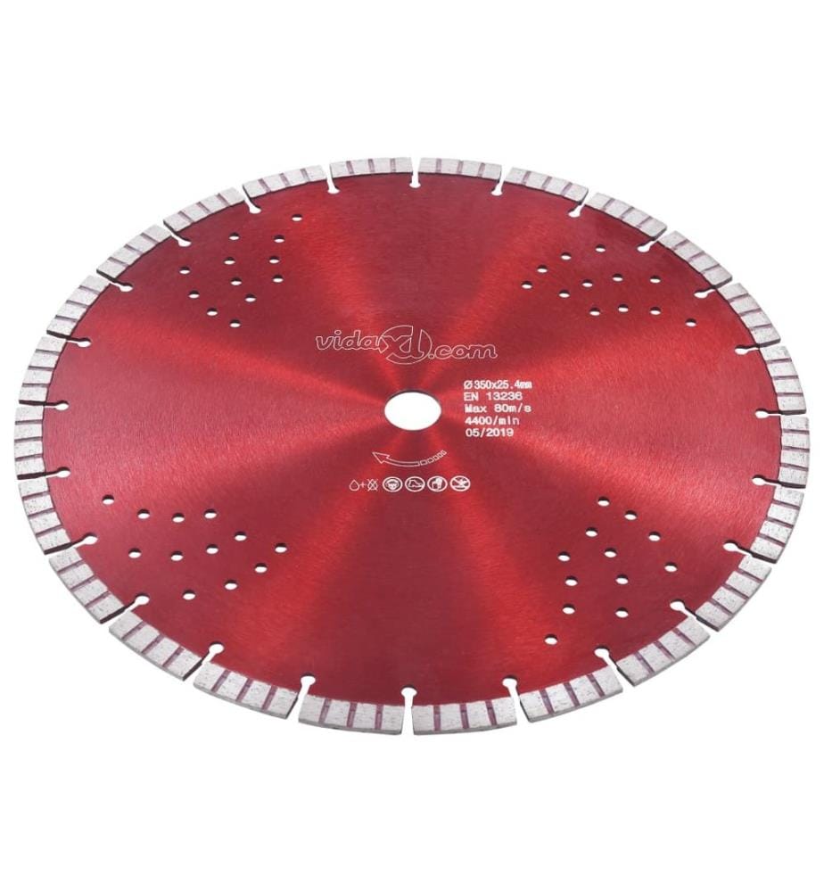 Disque de coupe diamanté avec turbo et trous Acier 350 mm