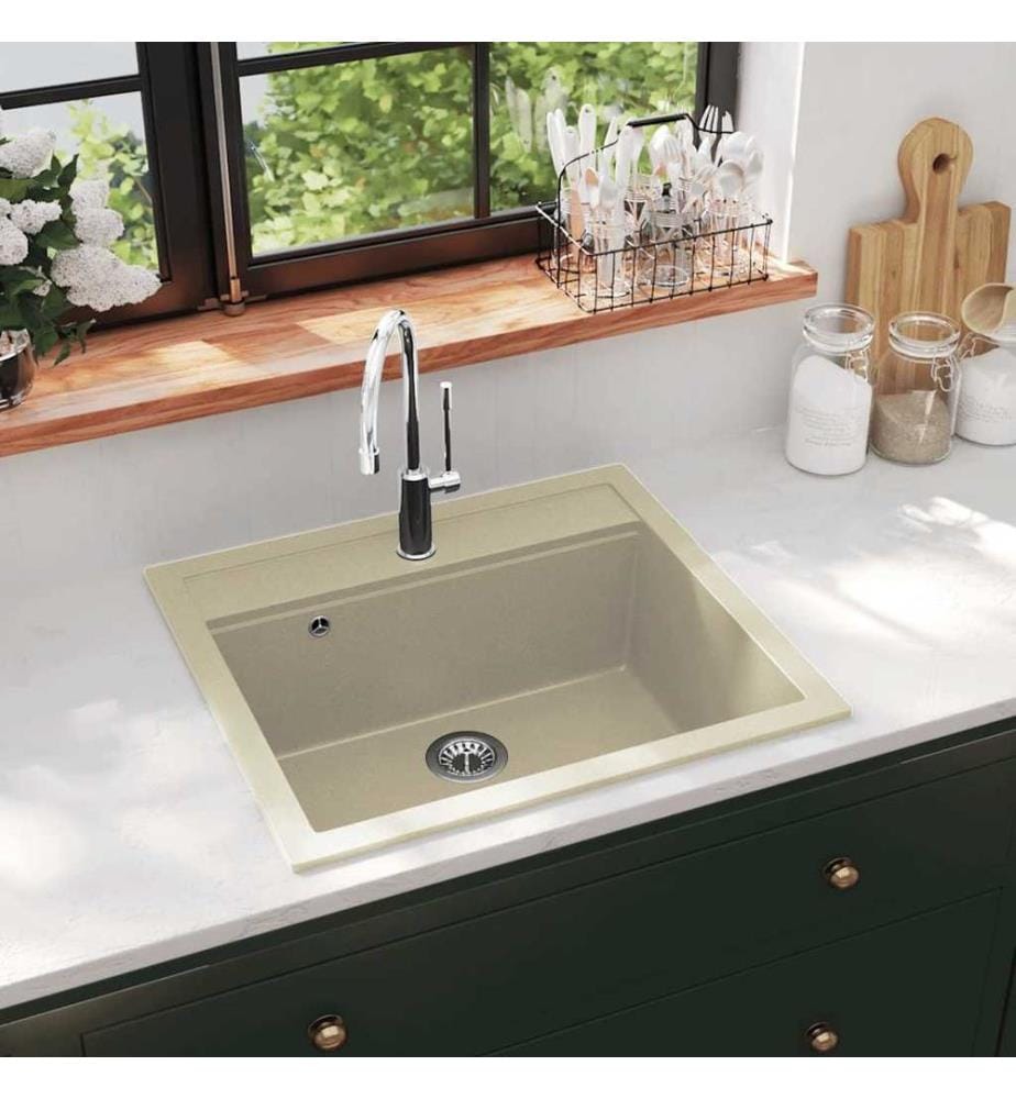 Granitspüle Einzelbecken Beige