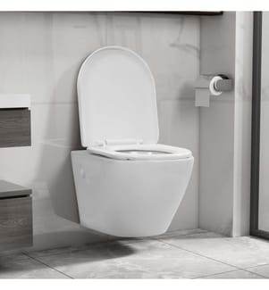 Toilette suspendue au mur sans rebord Céramique Blanc