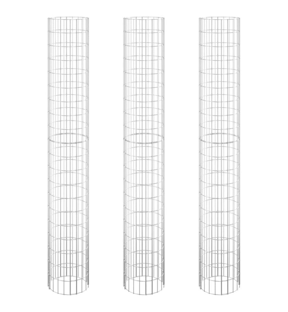 Lit surélevé à gabion circulaire 3pcs Acier galvanisé Ø30x200cm