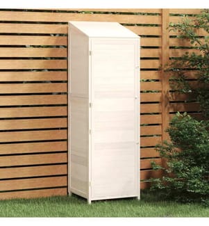Geräteschuppen Weiss 55x52x174,5 cm Massivholz Tanne