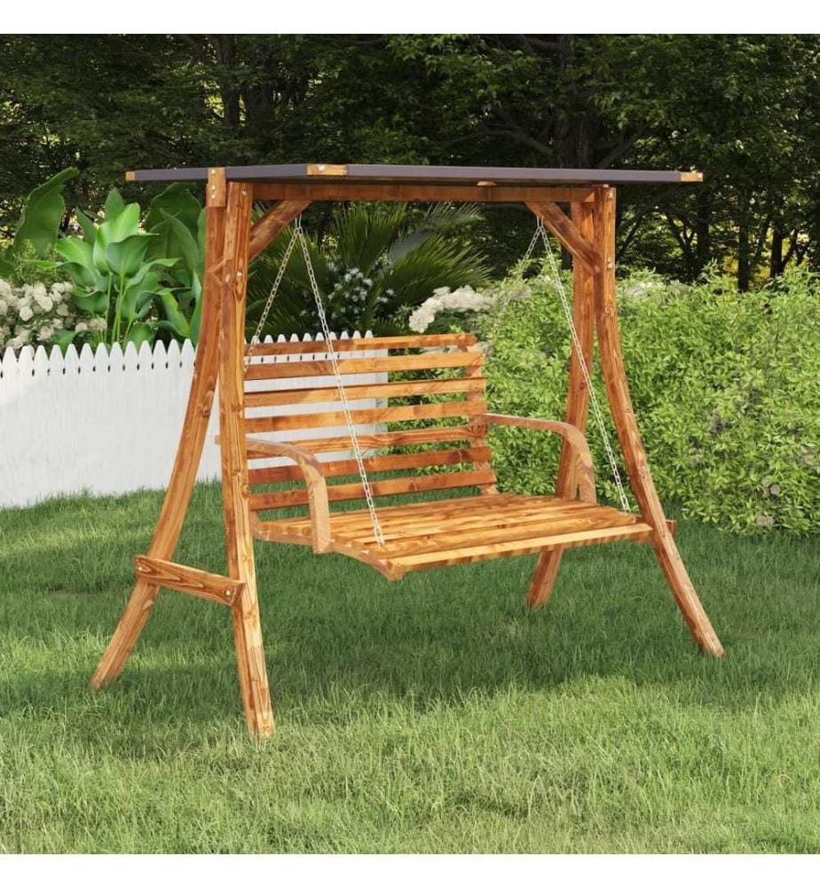 Schaukelgestell mit Dach Anthrazit Bugholz mit Teak-Finish