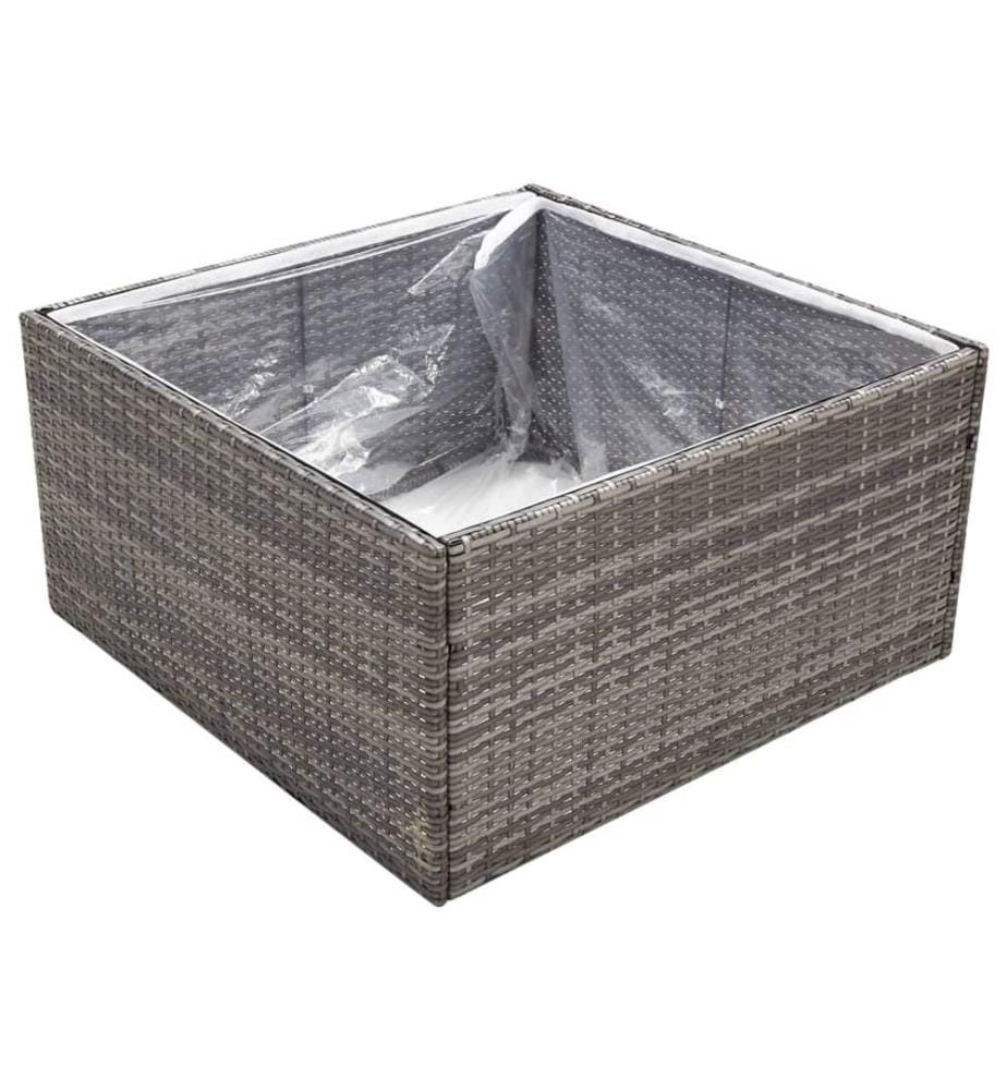 Pflanzkübel Grau 80x80x40 cm Poly Rattan