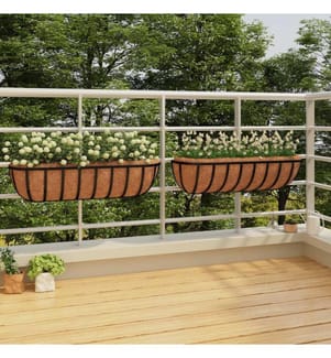 Jardinières murales 2 pcs en coco noir 76x21x16 cm acier