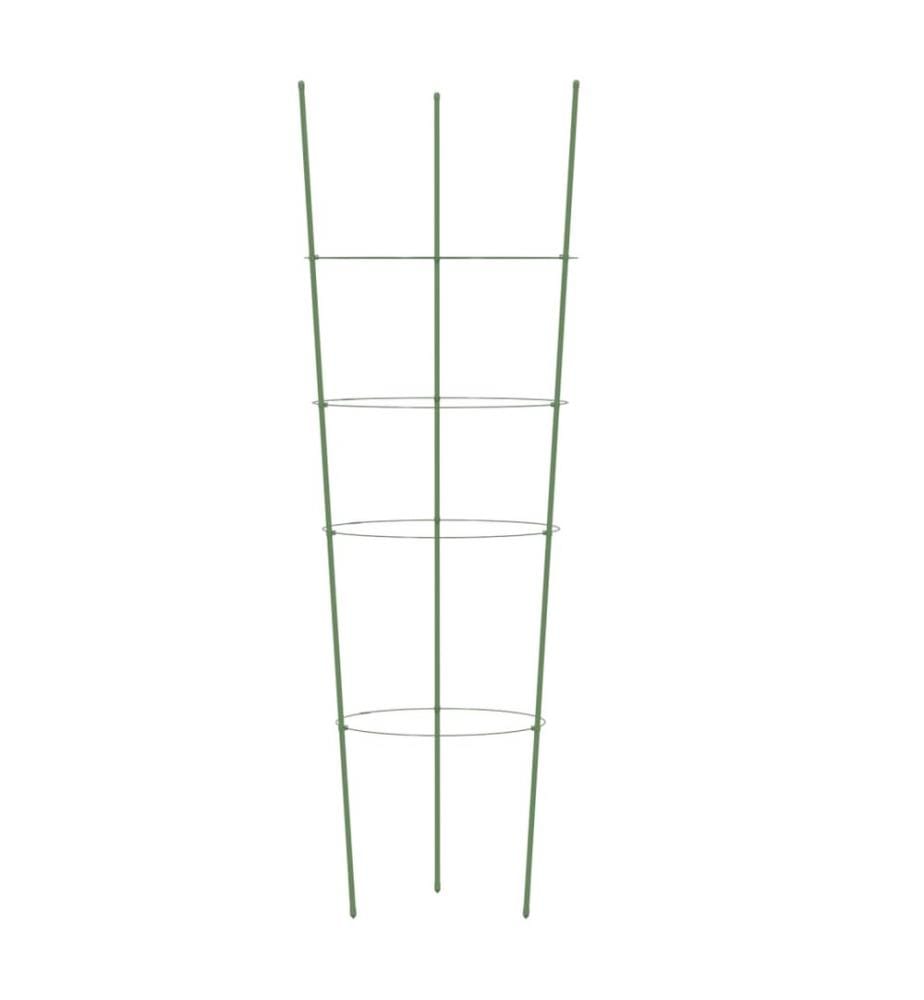 Pflanzenstützen mit 4 Ringen 5 Stk. Grün 90 cm Stahl
