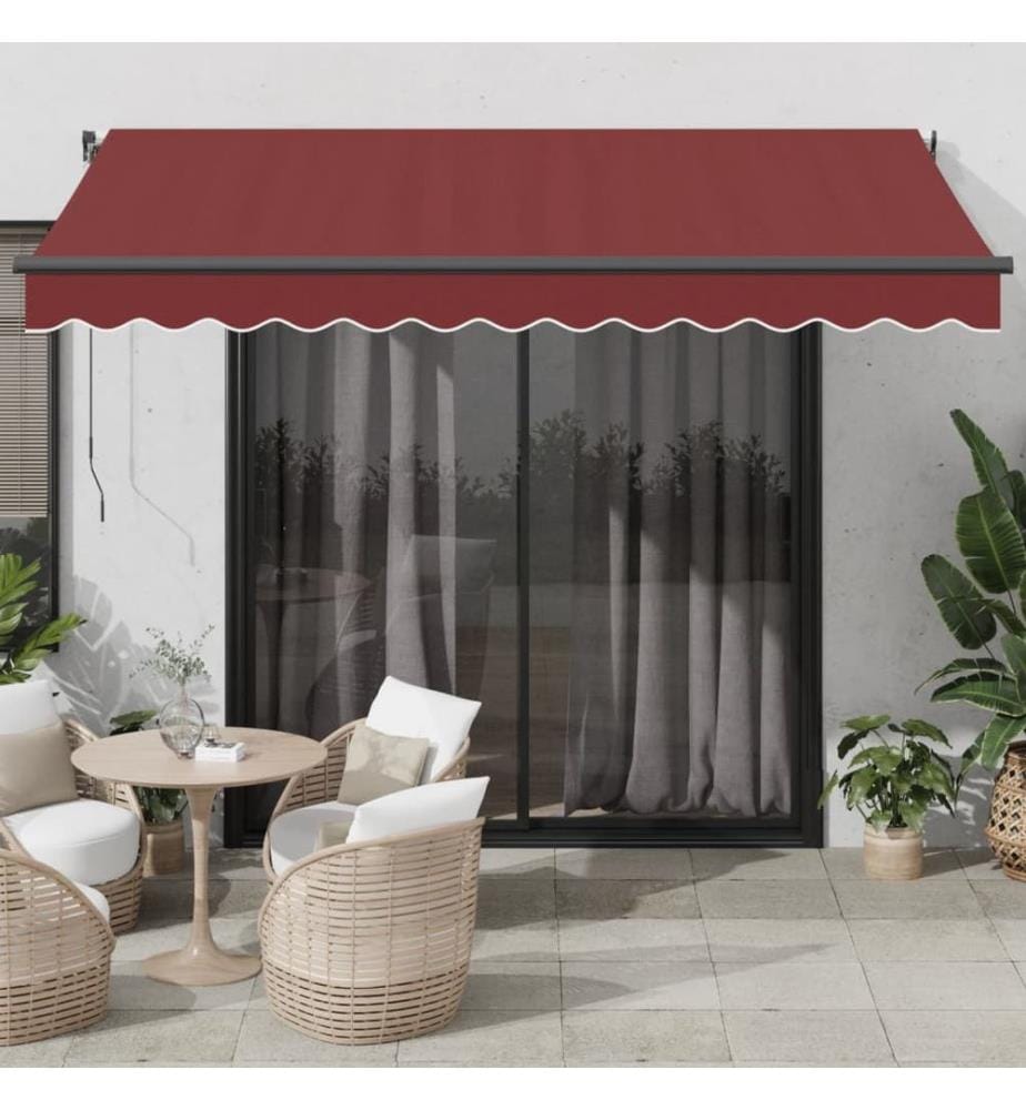 Markise Manuell mit LED Weinrot 350x250 cm