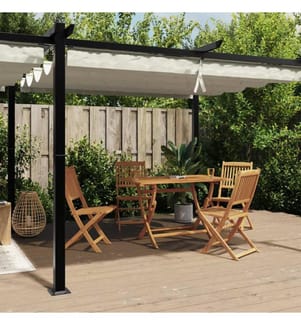 Gartenpavillon mit Ausziehbarem Dach Creme 3x6 m Aluminium