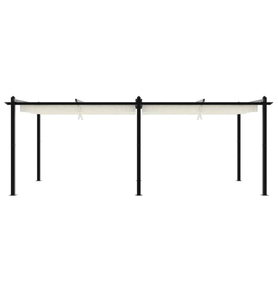 Gartenpavillon mit Ausziehbarem Dach Creme 3x6 m Aluminium