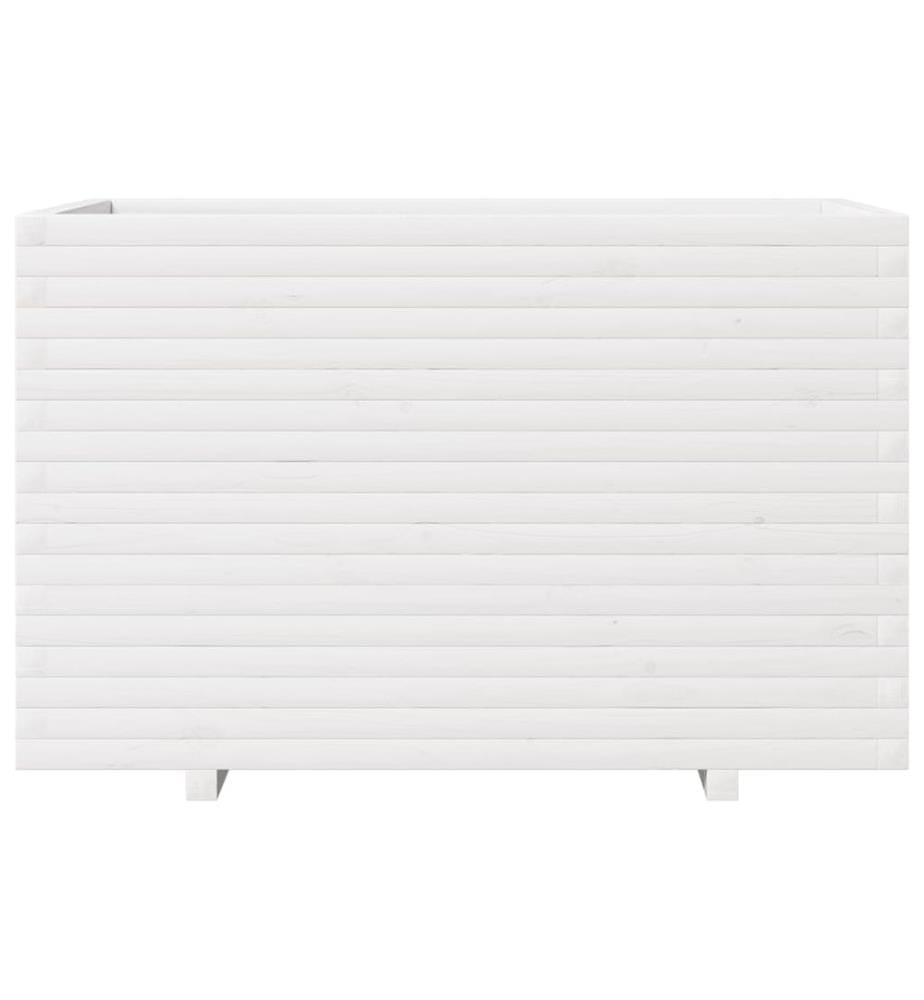 Jardinière blanc 110x60x72 cm bois de pin massif