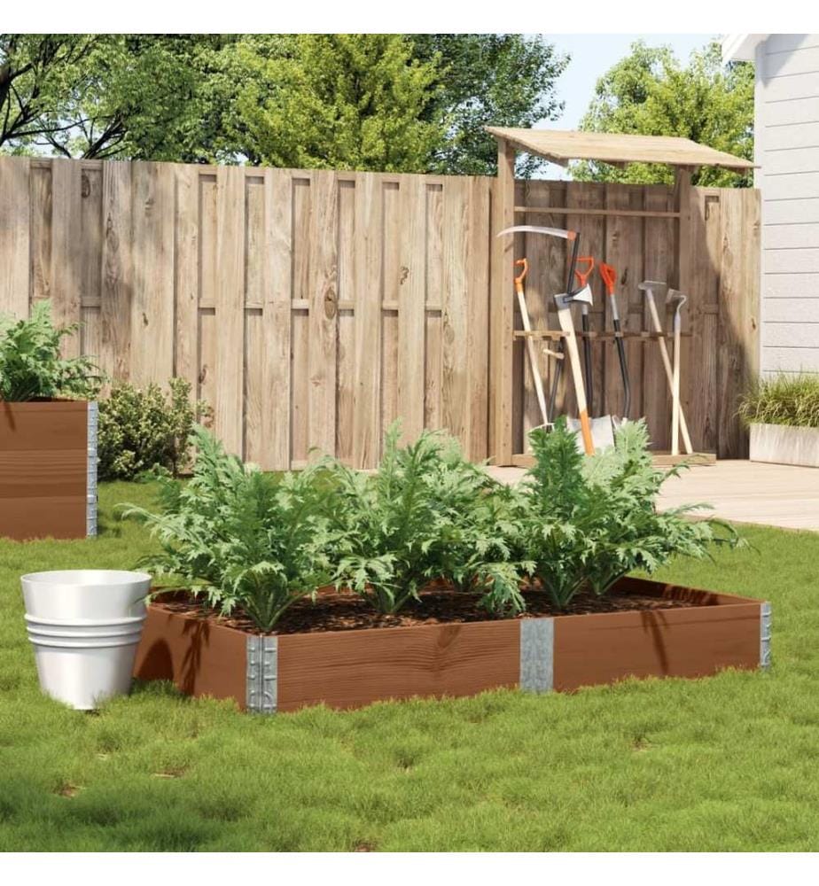 Jardinière marron 150x100 cm bois massif de pin