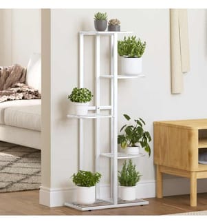 Support pour plantes 5 niveaux 43x22x98 cm Blanc Métal