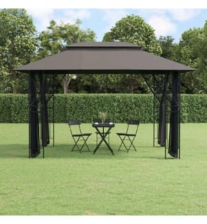 Pavillon mit Seitenwänden Anthrazit 400x300x270 cm Stahl
