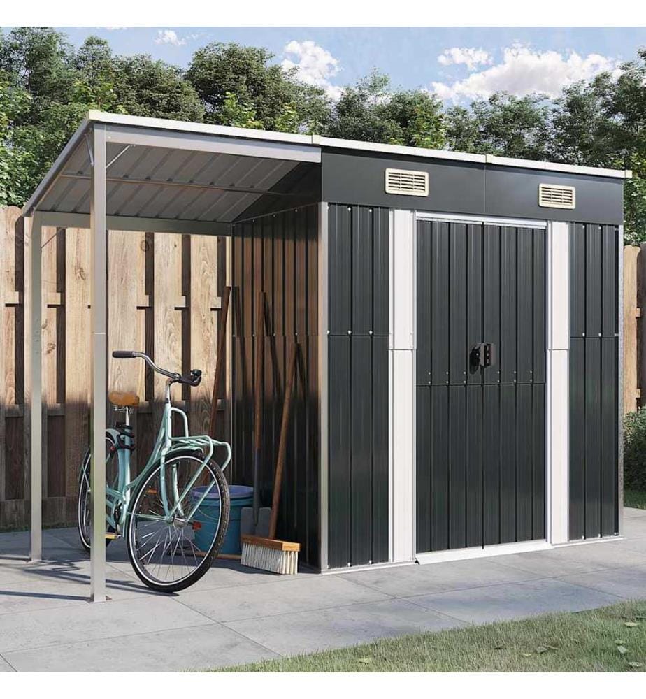 Gartenhaus mit Schleppdach Anthrazit 277x107x181 cm Stahl