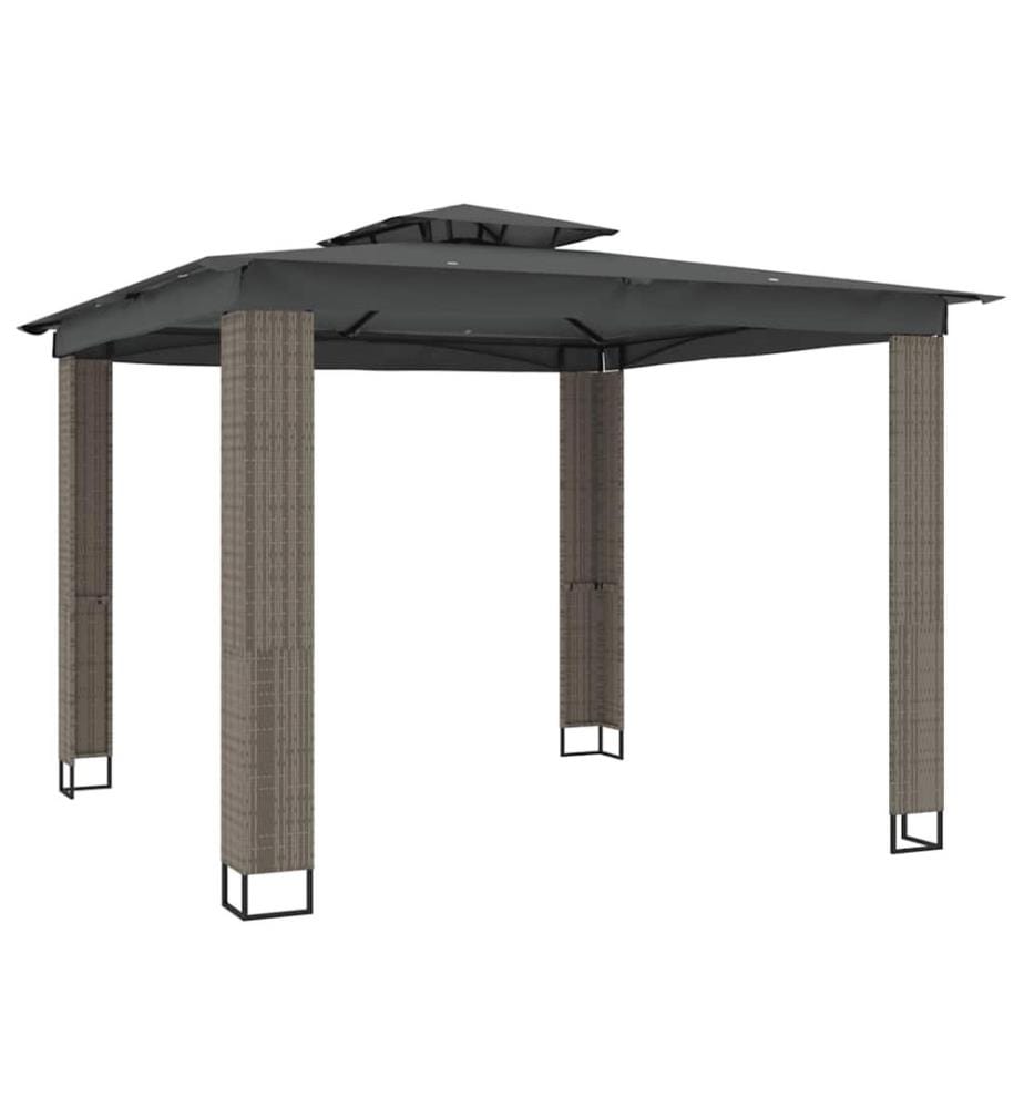 Pavillon mit Doppeldach Anthrazit 2,94x2,94 m Stahl