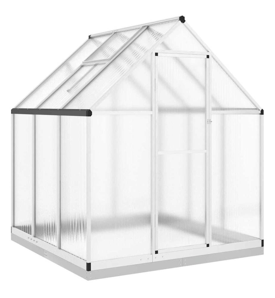 Gewächshaus mit Fundamentrahmen Silbern 169x169x202 Aluminimum