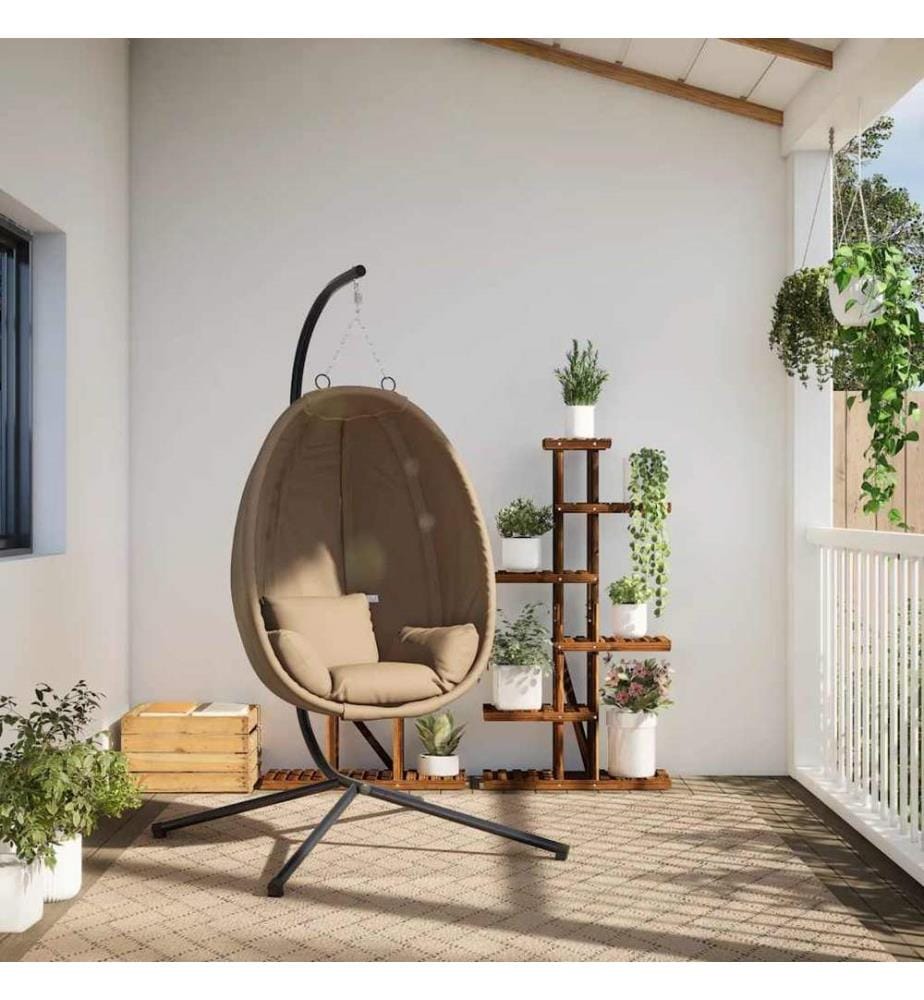 Hängesessel Ei-Design mit Ständer Taupe Stoff und Stahl
