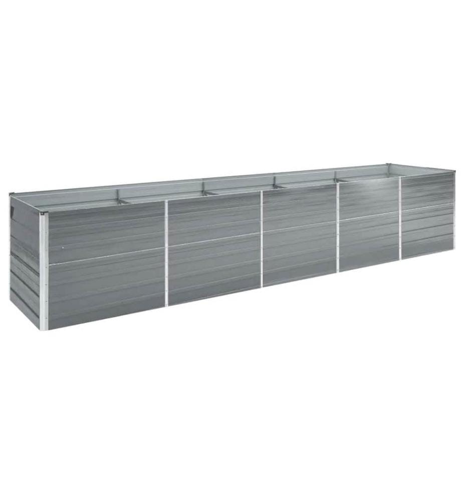Lit surélevé de jardin Acier galvanisé 400x80x77 cm Gris