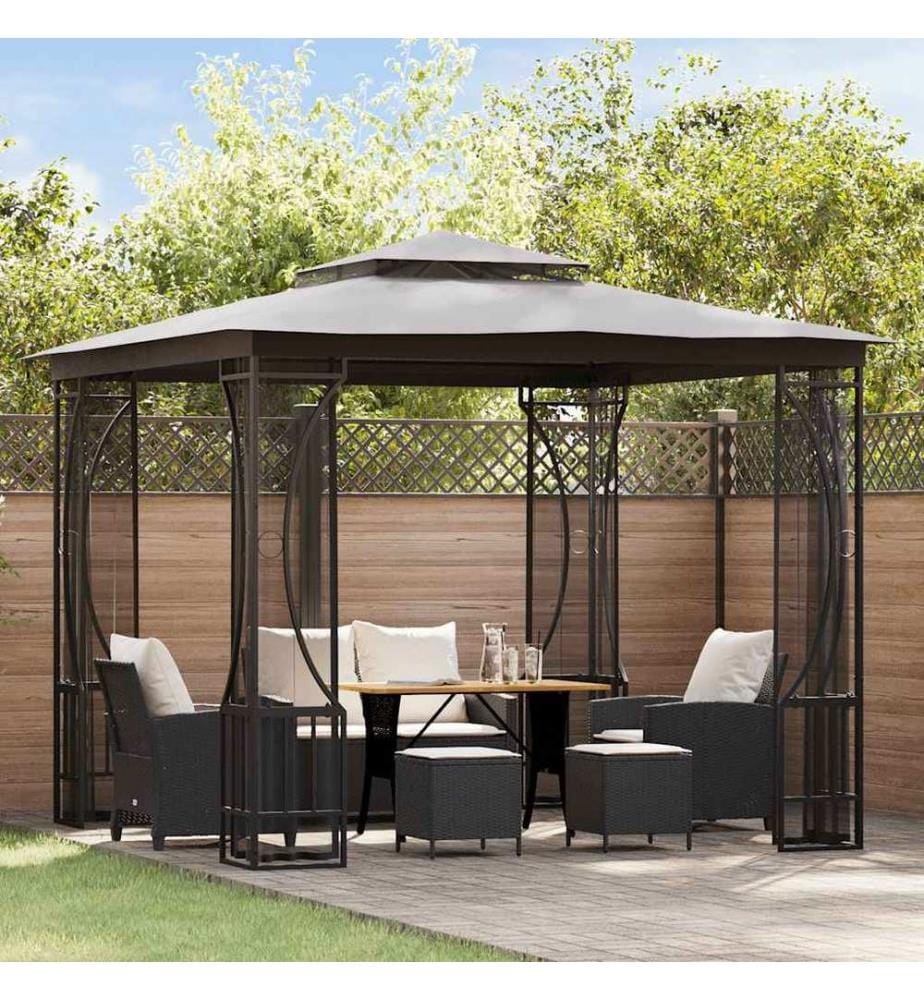 Pavillon mit Netz 300x300x265 cm Anthrazit