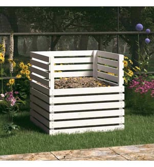 Composteur Blanc 80x80x78 cm Bois massif de pin