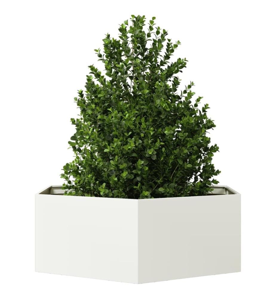 Jardinière blanc hexagone 138x120x45 cm acier