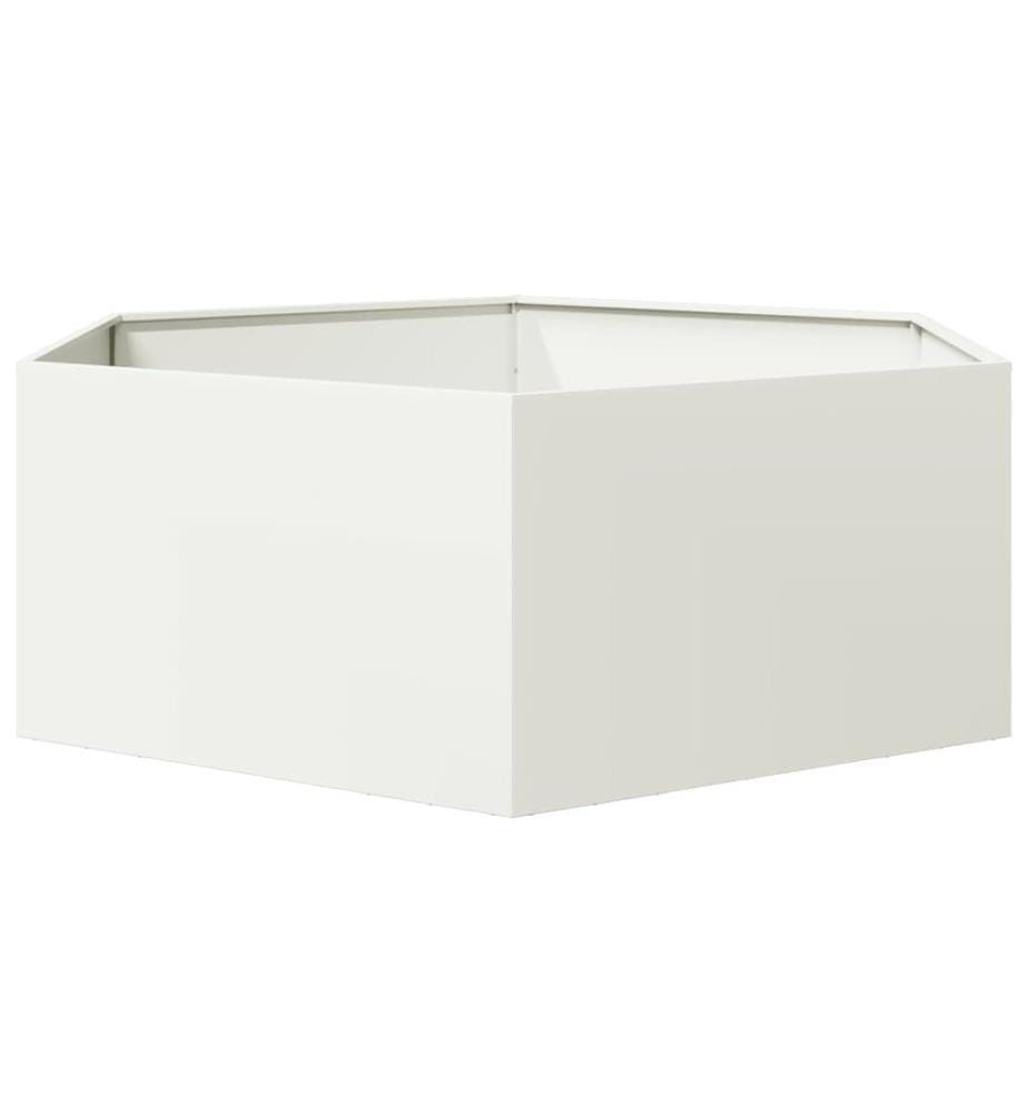 Jardinière blanc hexagone 138x120x45 cm acier