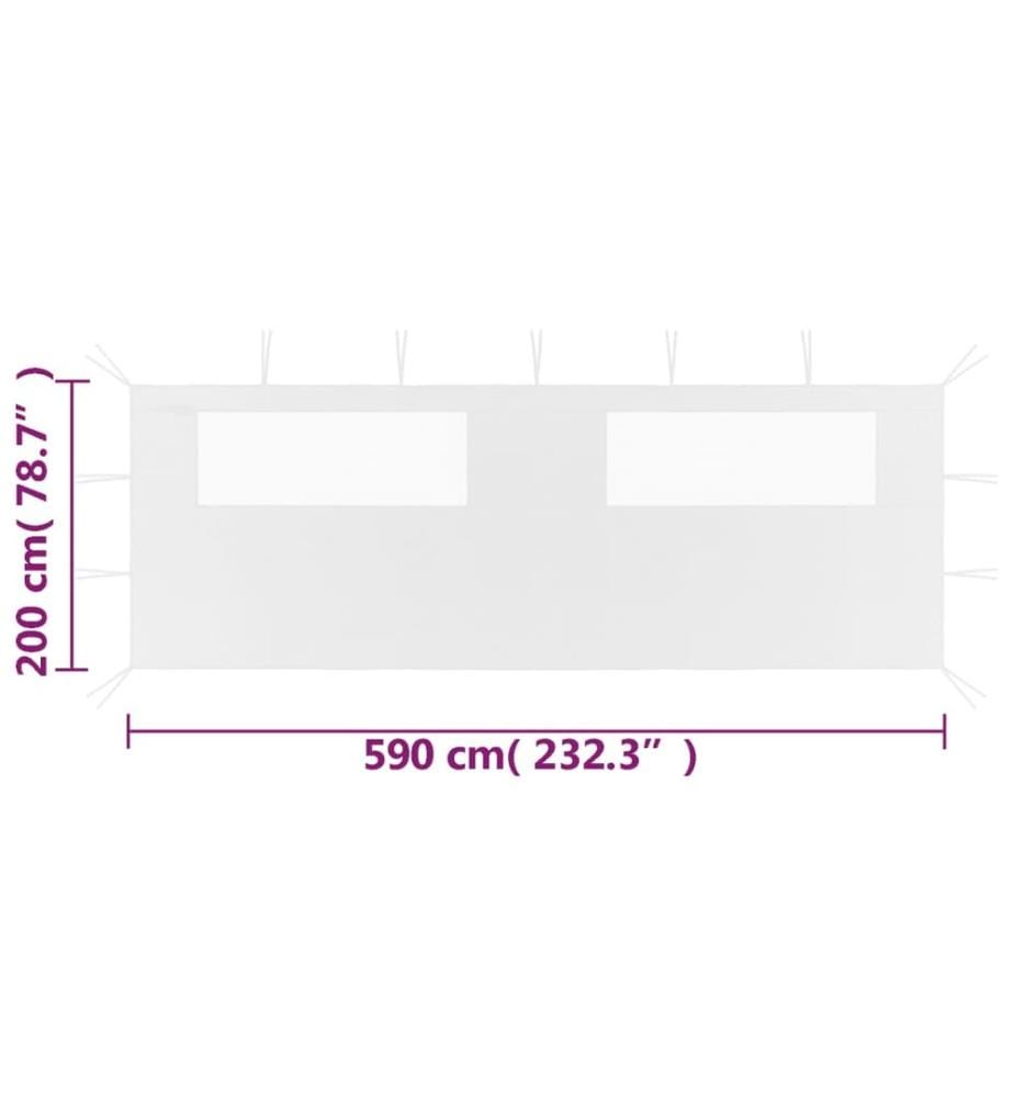 Pavillon-Seitenwand mit Fenstern 6x2 m Weiss