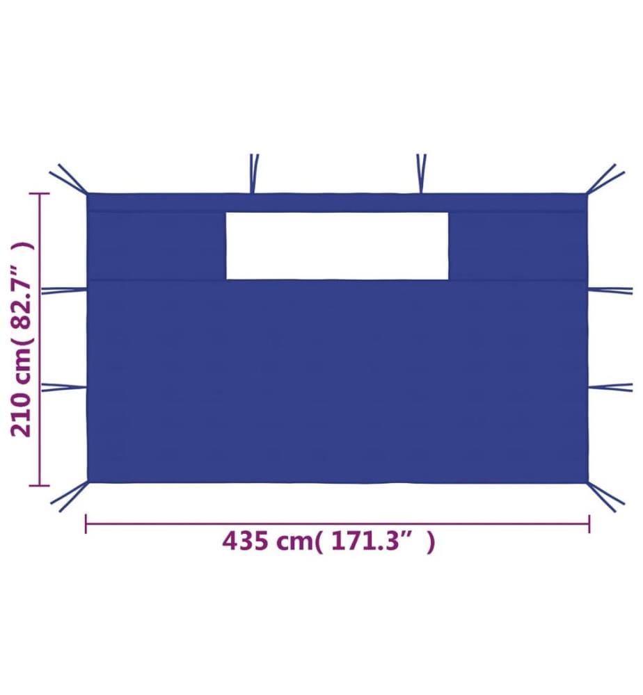 Pavillon-Seitenwände mit Fenstern 2 Stk. Blau